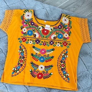 Vibrant Orange Floral Embroidered Blouse